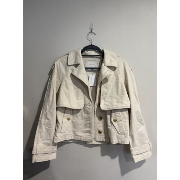 Banana Republic Long Sleeve Collared Short Trench Jacket Ecru Women's Size XS - Picture 2 of 4